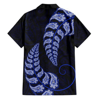 Blue New Zealand Paisley Silver Fern Family Matching Off Shoulder Maxi Dress and Hawaiian Shirt Aotearoa Maori LT14 - Polynesian Pride