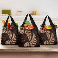 Brown New Zealand Paisley Silver Fern Grocery Bag Aotearoa Maori LT14 3-pack One Size Brown - Polynesian Pride