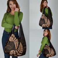 Brown New Zealand Paisley Silver Fern Grocery Bag Aotearoa Maori LT14 - Polynesian Pride