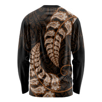 Brown New Zealand Paisley Silver Fern Long Sleeve Shirt Aotearoa Maori LT14 - Polynesian Pride