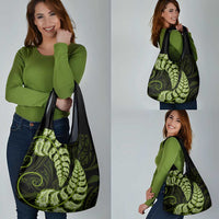 Green New Zealand Paisley Silver Fern Grocery Bag Aotearoa Maori LT14 - Polynesian Pride