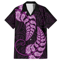 Purple New Zealand Paisley Silver Fern Family Matching Summer Maxi Dress and Hawaiian Shirt Aotearoa Maori LT14 Dad's Shirt - Short Sleeve Purple - Polynesian Pride