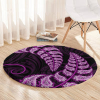Purple New Zealand Paisley Silver Fern Round Carpet Aotearoa Maori LT14 - Polynesian Pride