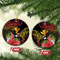 Hawaii Iwa Bird Ceramic Ornament Great Frigatebird Kanaka Tropical Hippie Style LT14 Circle Black - Polynesian Pride