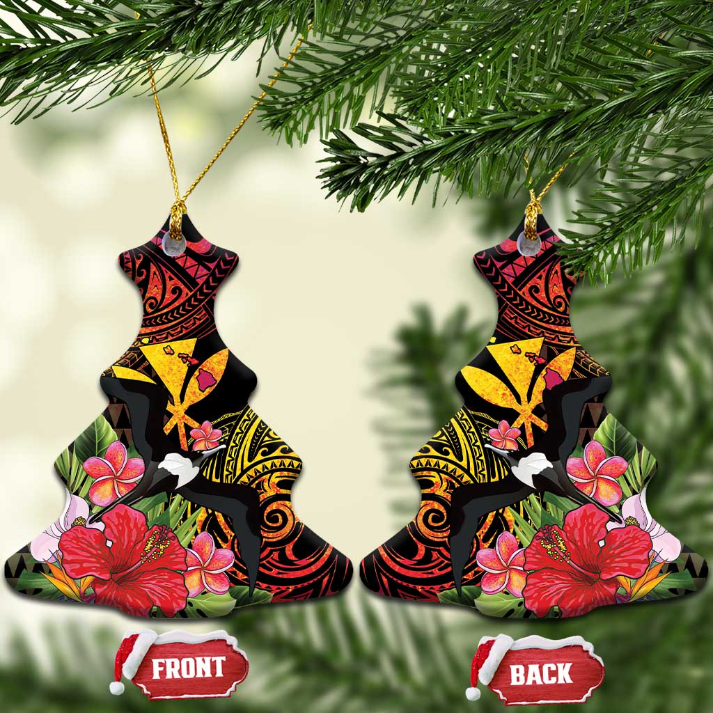 Hawaii Iwa Bird Ceramic Ornament Great Frigatebird Kanaka Tropical Hippie Style LT14 Christmas Tree Black - Polynesian Pride