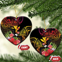 Hawaii Iwa Bird Ceramic Ornament Great Frigatebird Kanaka Tropical Hippie Style LT14 Heart Black - Polynesian Pride