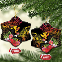 Hawaii Iwa Bird Ceramic Ornament Great Frigatebird Kanaka Tropical Hippie Style LT14 Snow Flake Black - Polynesian Pride