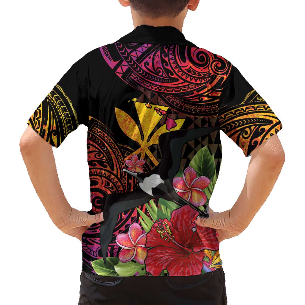 Hawaii Iwa Bird Family Matching Tank Maxi Dress and Hawaiian Shirt Great Frigatebird Kanaka Tropical Hippie Style LT14 - Polynesian Pride