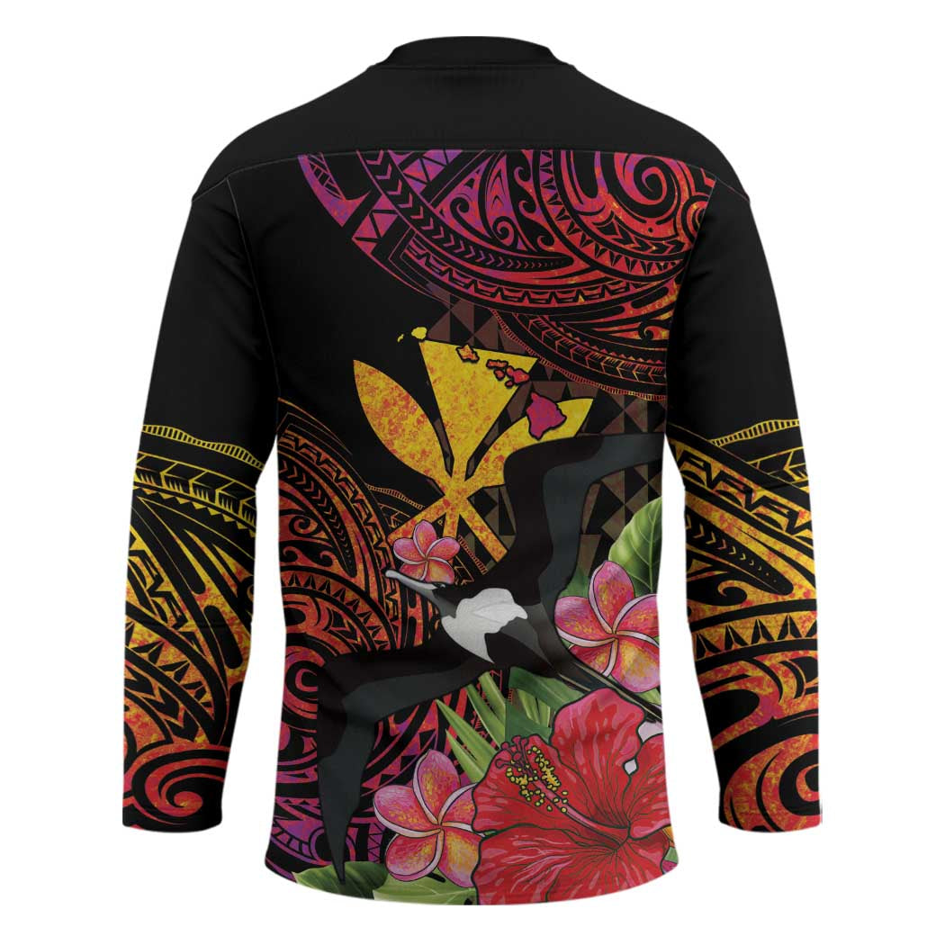 Hawaii Iwa Bird Hockey Jersey Great Frigatebird Kanaka Tropical Hippie Style LT14 - Polynesian Pride