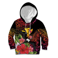 Hawaii Iwa Bird Kid Hoodie Great Frigatebird Kanaka Tropical Hippie Style LT14 Hoodie Black - Polynesian Pride