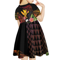 Hawaii Iwa Bird Kid Short Sleeve Dress Great Frigatebird Kanaka Tropical Hippie Style LT14 - Polynesian Pride