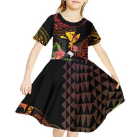 Hawaii Iwa Bird Kid Short Sleeve Dress Great Frigatebird Kanaka Tropical Hippie Style LT14 - Polynesian Pride