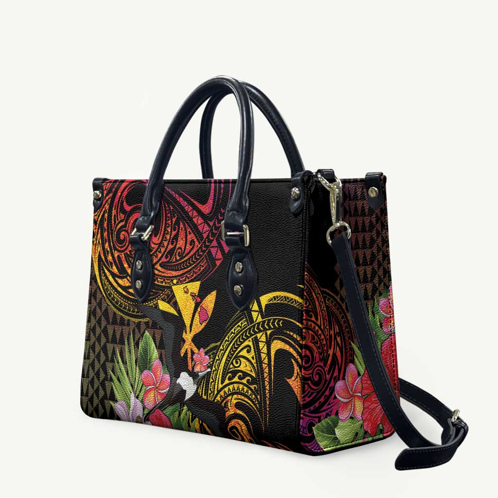 Hawaii Iwa Bird Leather Bag Great Frigatebird Kanaka Tropical Hippie Style LT14 Black - Polynesian Pride