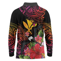 Hawaii Iwa Bird Long Sleeve Polo Shirt Great Frigatebird Kanaka Tropical Hippie Style LT14 - Polynesian Pride
