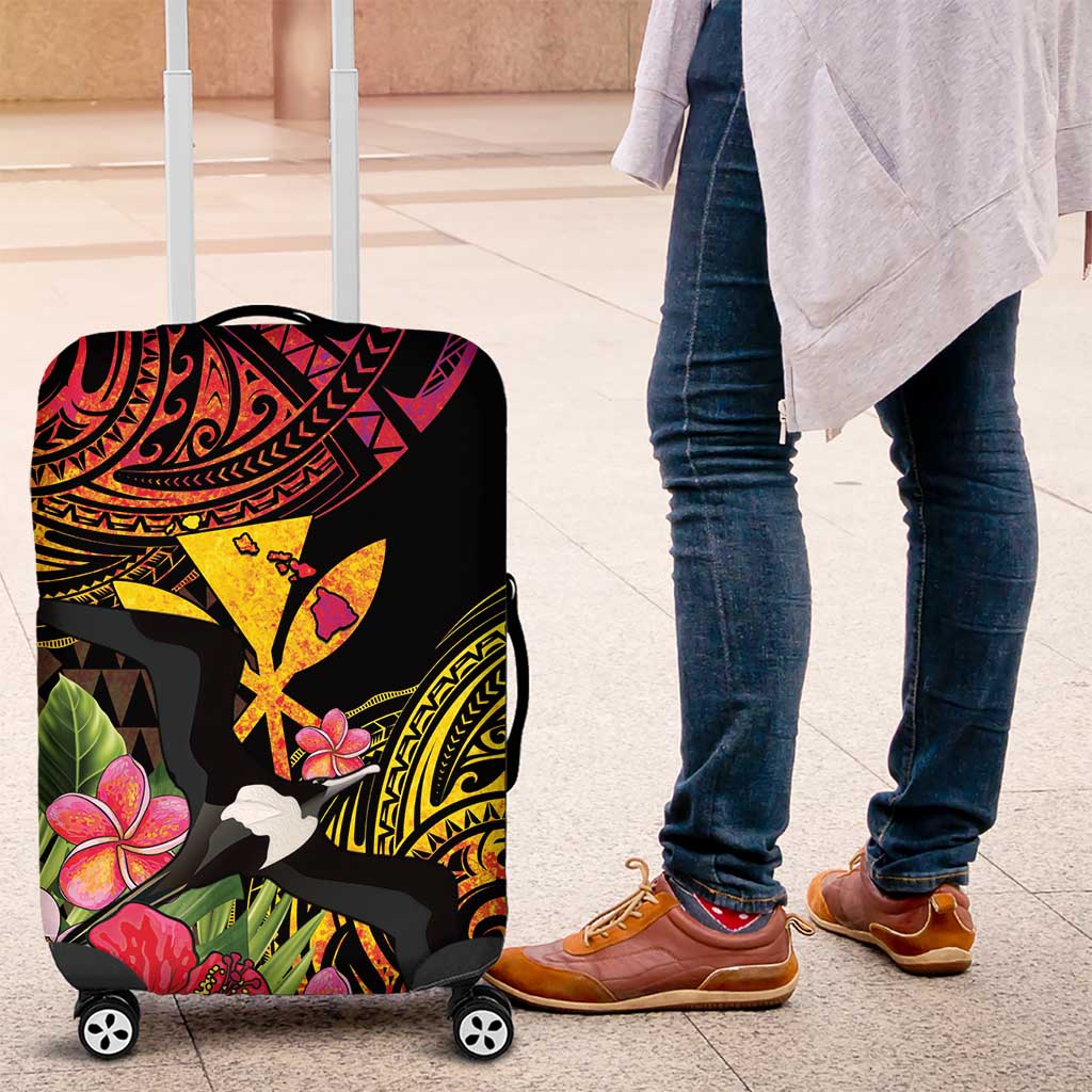 Hawaii Iwa Bird Luggage Cover Great Frigatebird Kanaka Tropical Hippie Style LT14 Black - Polynesian Pride