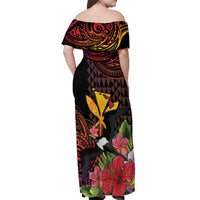 Hawaii Iwa Bird Off Shoulder Maxi Dress Great Frigatebird Kanaka Tropical Hippie Style LT14 - Polynesian Pride