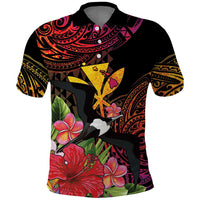 Hawaii Iwa Bird Polo Shirt Great Frigatebird Kanaka Tropical Hippie Style LT14 Black - Polynesian Pride