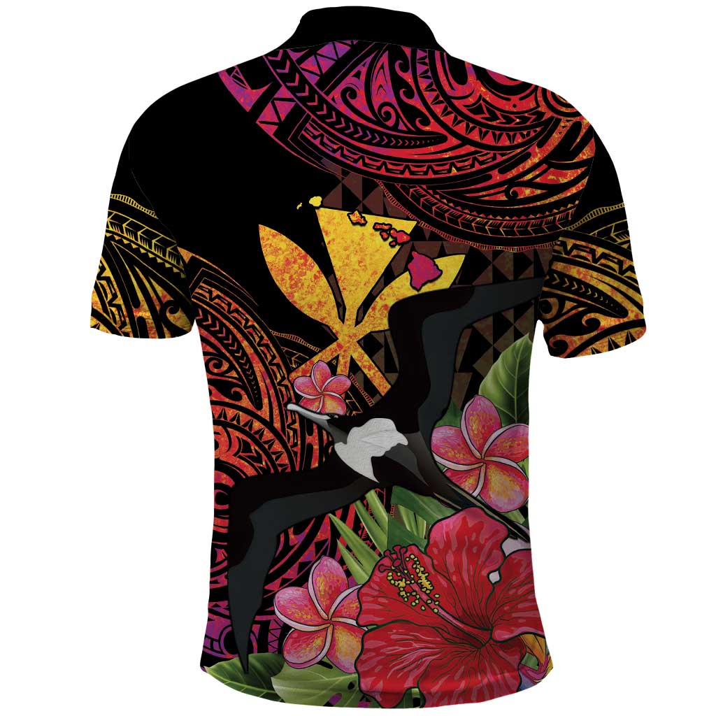 Hawaii Iwa Bird Polo Shirt Great Frigatebird Kanaka Tropical Hippie Style LT14 - Polynesian Pride