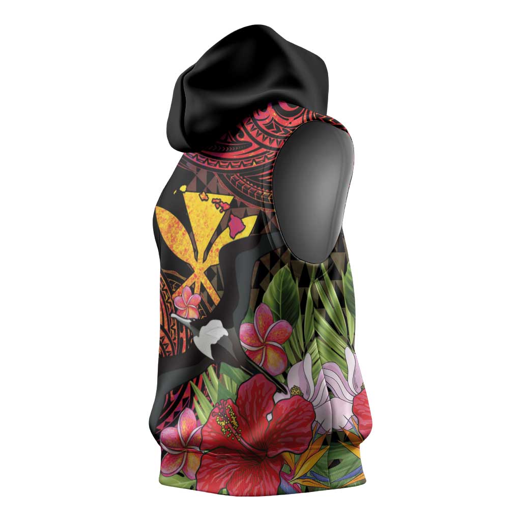 Hawaii Iwa Bird Sleeveless Hoodie Great Frigatebird Kanaka Tropical Hippie Style LT14 - Polynesian Pride