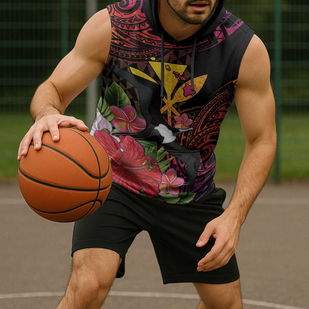 Hawaii Iwa Bird Sleeveless Hoodie Great Frigatebird Kanaka Tropical Hippie Style LT14 - Polynesian Pride