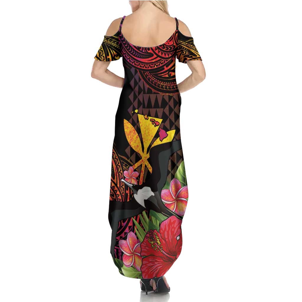 Hawaii Iwa Bird Summer Maxi Dress Great Frigatebird Kanaka Tropical Hippie Style LT14 - Polynesian Pride