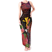 Hawaii Iwa Bird Tank Maxi Dress Great Frigatebird Kanaka Tropical Hippie Style LT14 Women Black - Polynesian Pride