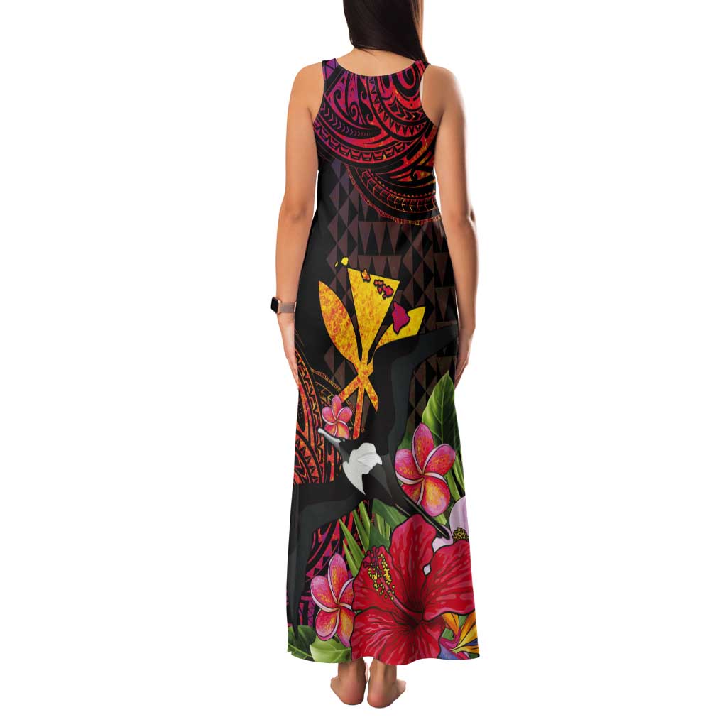 Hawaii Iwa Bird Tank Maxi Dress Great Frigatebird Kanaka Tropical Hippie Style LT14 - Polynesian Pride