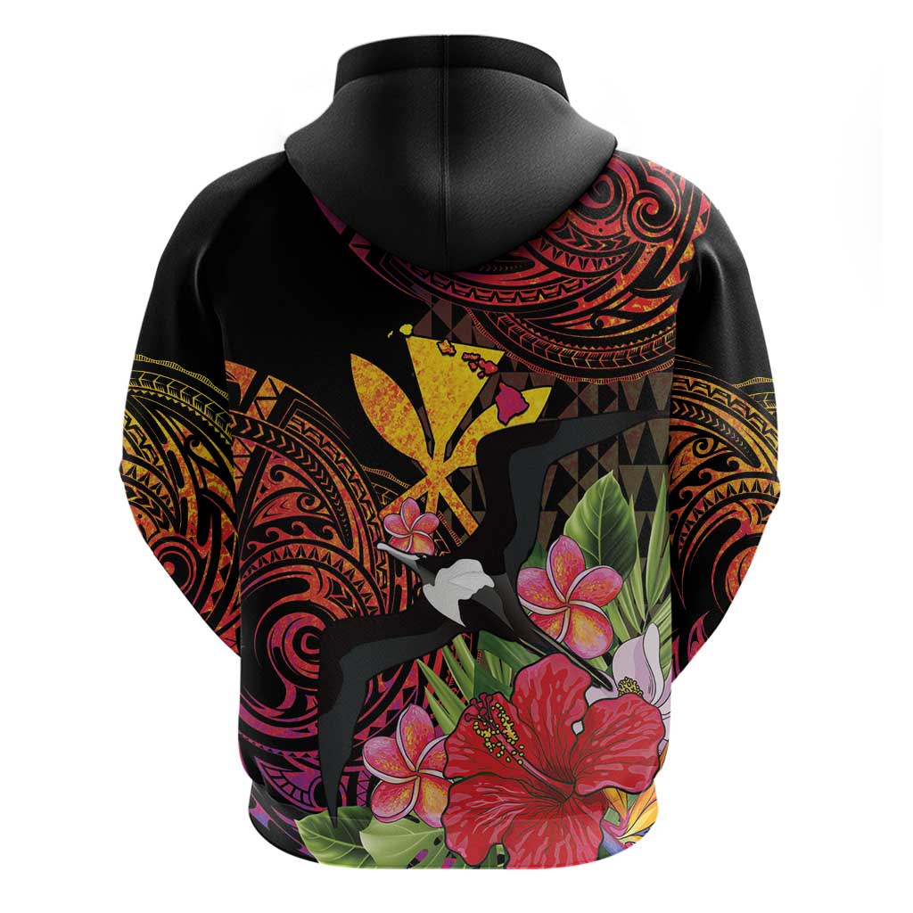 Hawaii Iwa Bird Zip Hoodie Great Frigatebird Kanaka Tropical Hippie Style LT14 - Polynesian Pride