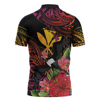 Hawaii Iwa Bird Zipper Polo Shirt Great Frigatebird Kanaka Tropical Hippie Style LT14 - Polynesian Pride