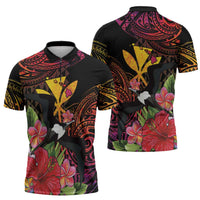 Hawaii Iwa Bird Zipper Polo Shirt Great Frigatebird Kanaka Tropical Hippie Style LT14 - Polynesian Pride