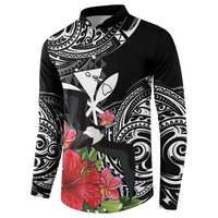 Hawaii Iwa Bird Button Sweatshirt Great Frigatebird Kanaka Tropical Flowers LT14 - Polynesian Pride