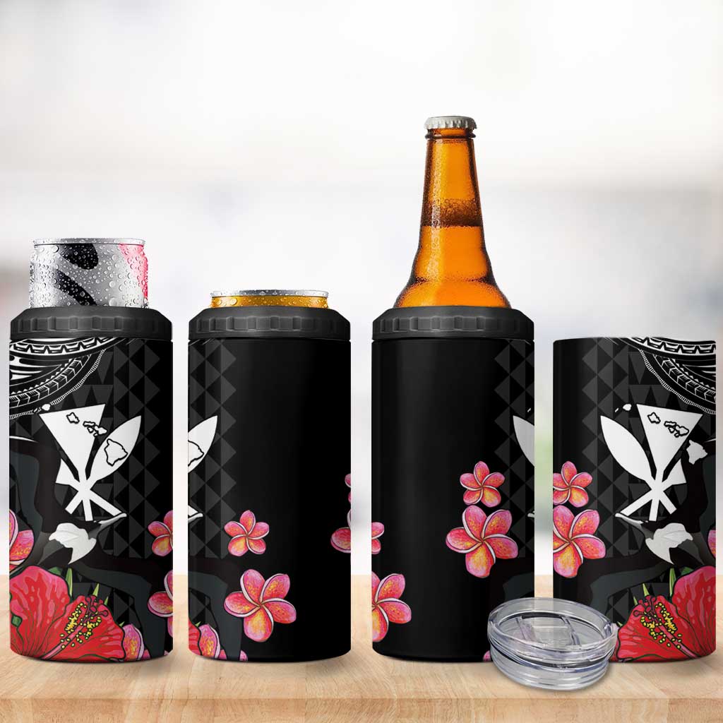 Hawaii Iwa Bird 4 in 1 Can Cooler Tumbler Great Frigatebird Kanaka Tropical Flowers LT14 - Polynesian Pride