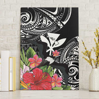 Hawaii Iwa Bird Canvas Wall Art Great Frigatebird Kanaka Tropical Flowers LT14 Without Frame Black - Polynesian Pride