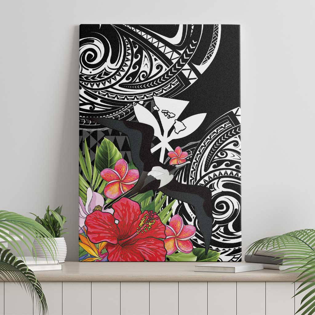 Hawaii Iwa Bird Canvas Wall Art Great Frigatebird Kanaka Tropical Flowers LT14 - Polynesian Pride
