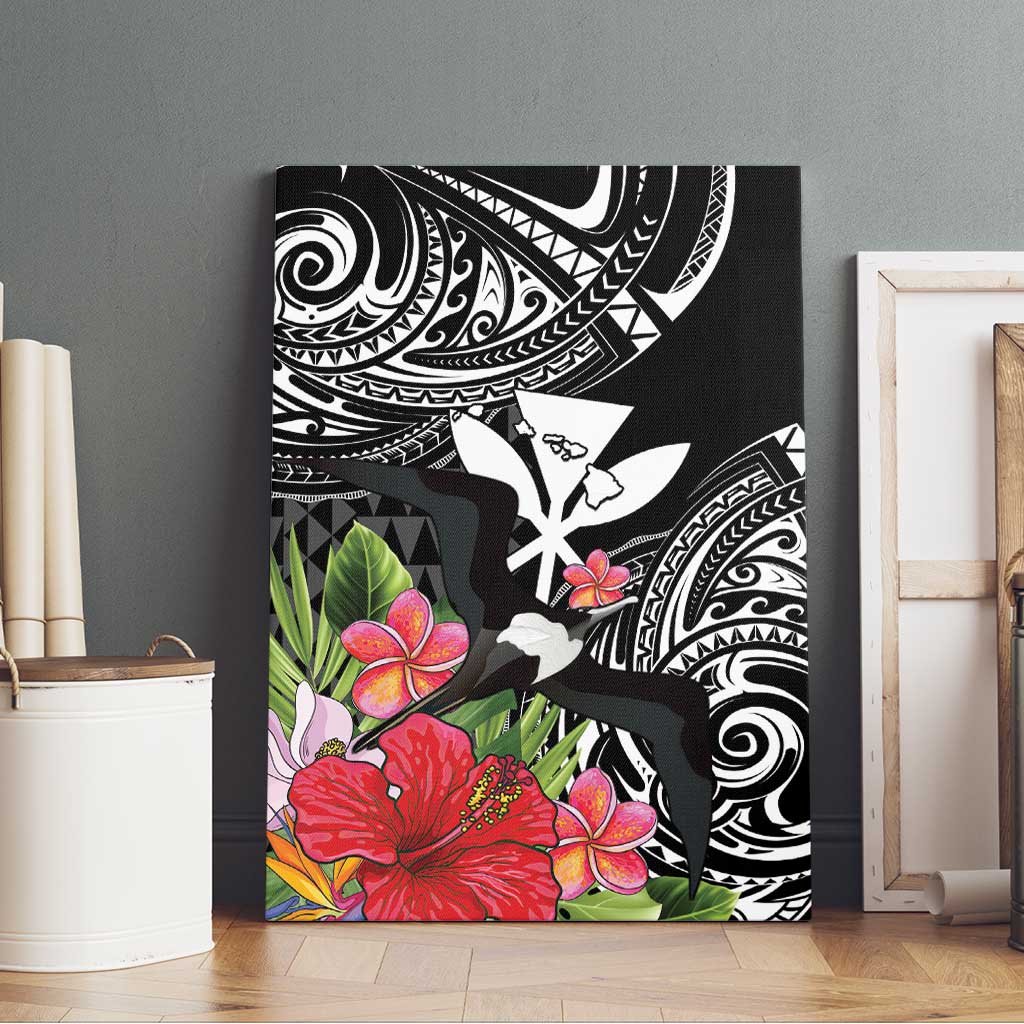 Hawaii Iwa Bird Canvas Wall Art Great Frigatebird Kanaka Tropical Flowers LT14 - Polynesian Pride