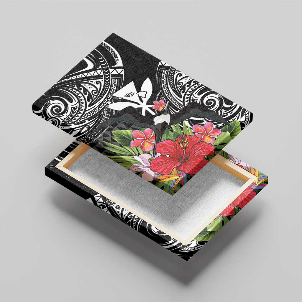 Hawaii Iwa Bird Canvas Wall Art Great Frigatebird Kanaka Tropical Flowers LT14 - Polynesian Pride