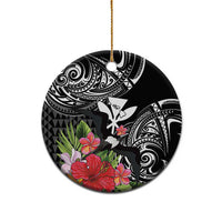 Hawaii Iwa Bird Ceramic Ornament Great Frigatebird Kanaka Tropical Flowers LT14 - Polynesian Pride