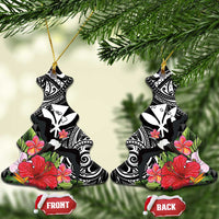 Hawaii Iwa Bird Ceramic Ornament Great Frigatebird Kanaka Tropical Flowers LT14 Christmas Tree Black - Polynesian Pride