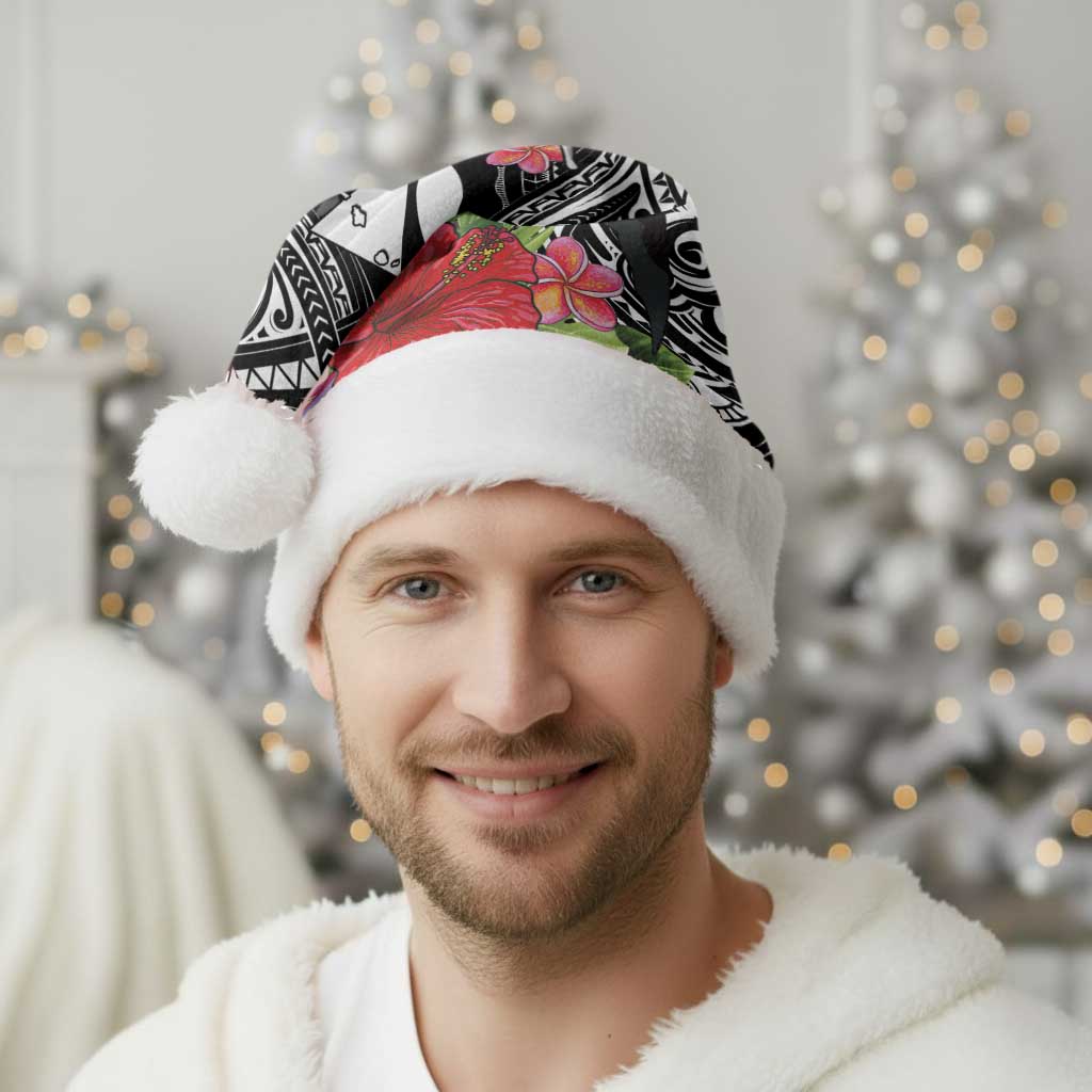 Hawaii Iwa Bird Christmas Santa Hat Great Frigatebird Kanaka Tropical Flowers - Polynesian Pride