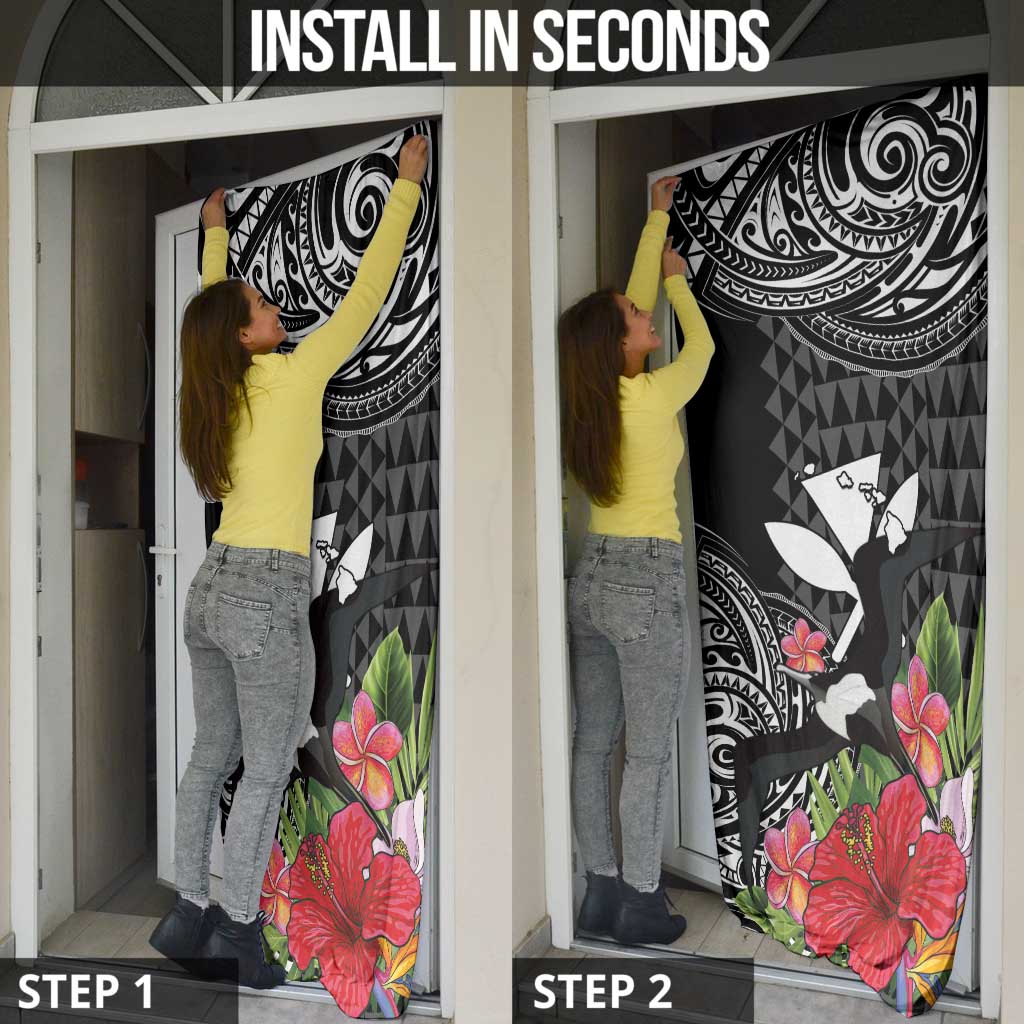 Hawaii Iwa Bird Door Cover Great Frigatebird Kanaka Tropical Flowers LT14 - Polynesian Pride