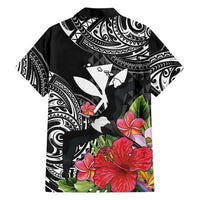 Hawaii Iwa Bird Family Matching Off Shoulder Short Dress and Hawaiian Shirt Great Frigatebird Kanaka Tropical Flowers LT14 - Polynesian Pride