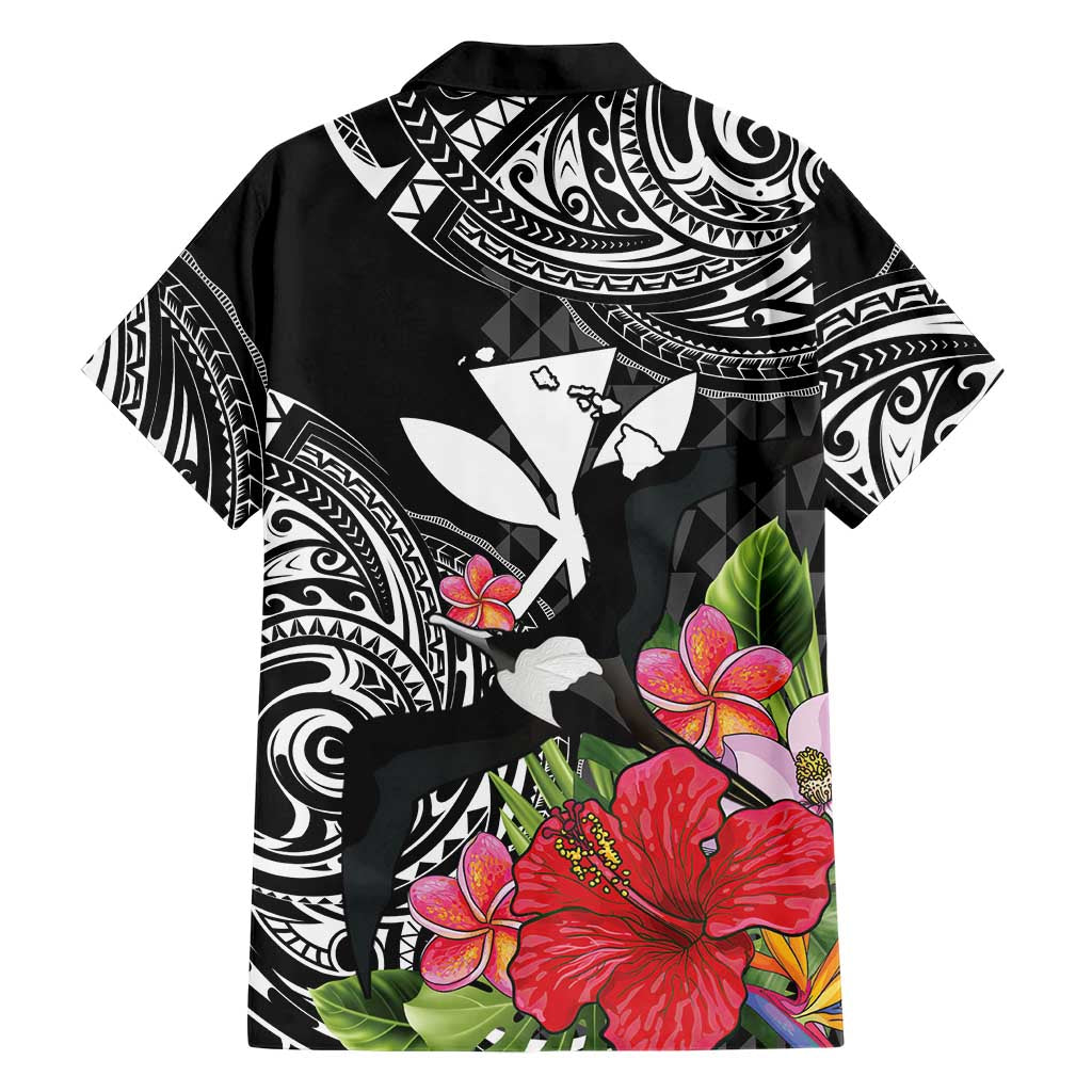 Hawaii Iwa Bird Family Matching Puletasi and Hawaiian Shirt Great Frigatebird Kanaka Tropical Flowers LT14 - Polynesian Pride
