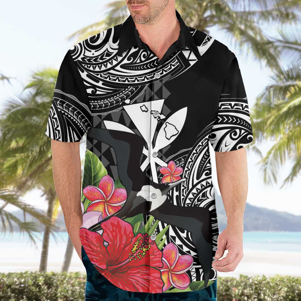 Hawaii Iwa Bird Hawaiian Shirt Great Frigatebird Kanaka Tropical Flowers LT14 - Polynesian Pride