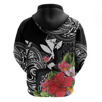 Hawaii Iwa Bird Hoodie Great Frigatebird Kanaka Tropical Flowers LT14 - Polynesian Pride