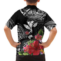 Hawaii Iwa Bird Kid Hawaiian Shirt Great Frigatebird Kanaka Tropical Flowers LT14 - Polynesian Pride