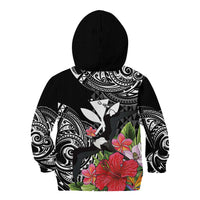 Hawaii Iwa Bird Kid Hoodie Great Frigatebird Kanaka Tropical Flowers LT14 - Polynesian Pride