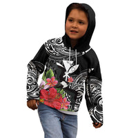 Hawaii Iwa Bird Kid Hoodie Great Frigatebird Kanaka Tropical Flowers LT14 - Polynesian Pride