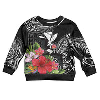 Hawaii Iwa Bird Kid Ugly Christmas Sweater Great Frigatebird Kanaka Tropical Flowers LT14 Kid Black - Polynesian Pride