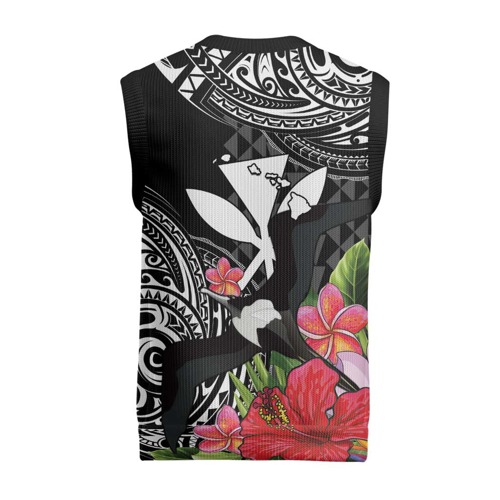 Hawaii Iwa Bird Christmas Knitted V-Neck Vest Great Frigatebird Kanaka Tropical Flowers LT14 - Polynesian Pride