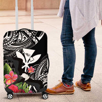 Hawaii Iwa Bird Luggage Cover Great Frigatebird Kanaka Tropical Flowers LT14 Black - Polynesian Pride